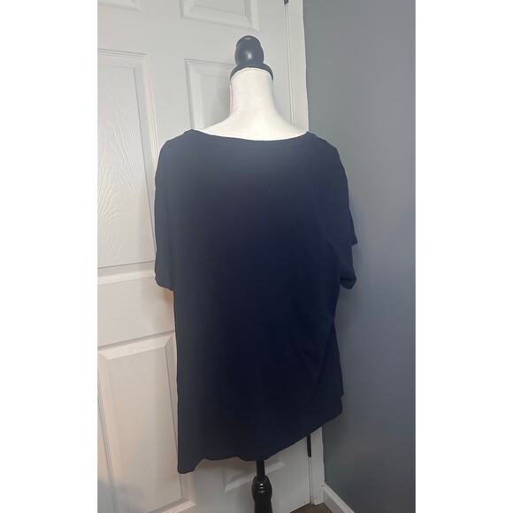 Talbots 2x T-Shirt Top Peacock Beaded Sequins Short Sleeve Navy Womens - Picture 5 of 6